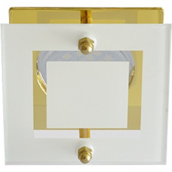 Светильник ECOLA MR16 DL200 GU5.3 Glass Квадрат со стеклом Прозрачный и Матовый / Золото 45x77x77