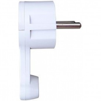 Вилка угловая плоская ECOLA BASE AEPL1WEAY "За шкаф" белая с заземлением 16А 250V